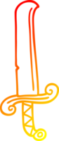 warm gradient line drawing of a cartoon ancient sword png