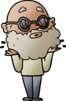 cartoon curious man with beard and sunglasses png