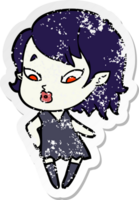 distressed sticker of a cute cartoon vampire girl png