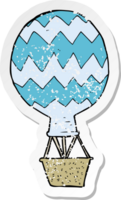 retro distressed sticker of a cartoon hot air balloon png