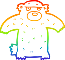 rainbow gradient line drawing of a cartoon bear png