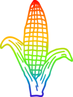 rainbow gradient line drawing of a cartoon healthy corn png