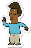 sticker of a cartoon man giving peace sign png