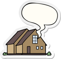 cartoon house with speech bubble sticker png