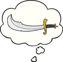 cartoon scimitar with thought bubble png