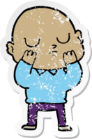 distressed sticker of a cartoon bald man png