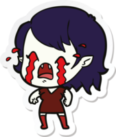 sticker of a cartoon crying vampire girl png