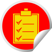 circular peeling sticker cartoon of a check list png