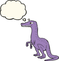 dinossauro de desenho animado com balão de pensamento png