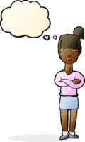 cartoon annoyed woman with thought bubble png