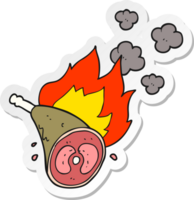 sticker of a cartoon cooking meat png