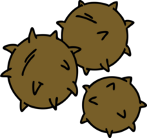 cartoon of spiked conkers waiting to be opened png