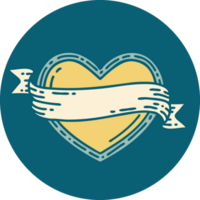 iconic tattoo style image of a heart and banner png