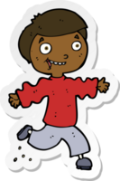sticker of a cartoon excited boy png