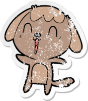 autocollant en détresse d'un chien de dessin animé mignon png