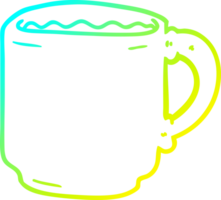 cold gradient line drawing of a cartoon coffee mug png