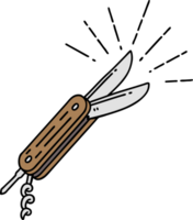 illustration of a traditional tattoo style folding knife png