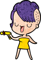 jolie fille de dessin animé avec une coupe de cheveux hipster png