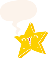 fofa desenho animado Estrela com discurso bolha dentro retro estilo png