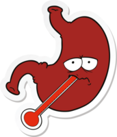 sticker of a cartoon upset stomach png