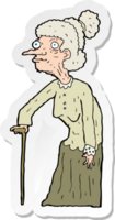 klistermärke av en tecknad gammal kvinna png