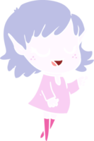 happy flat color style cartoon elf girl pointing png