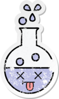 distressed sticker of a cute cartoon test tube png