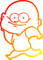 warm gradient line drawing of a cartoon bald man staring png