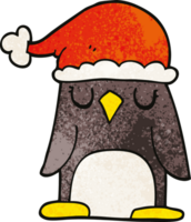 cartoon doodle penguin wearing christmas hat png