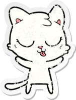 distressed sticker of a cute cartoon cat png