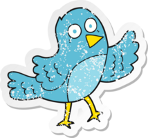 retro distressed sticker of a cartoon bird png