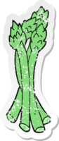distressed sticker of a cartoon asparagus png