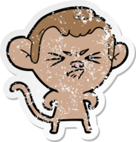 autocollant en détresse d'un singe agacé de dessin animé png