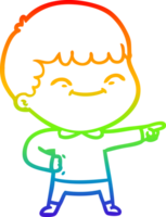 rainbow gradient line drawing of a cartoon happy boy png