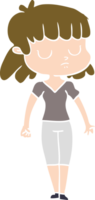 mujer indiferente de dibujos animados de estilo de color plano png