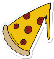 sticker of a quirky hand drawn cartoon slice of pizza png