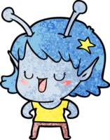 glücklicher Alien-Mädchen-Cartoon png