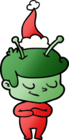 friendly hand drawn gradient cartoon of a spaceman wearing santa hat png