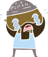 hombre barbudo de dibujos animados de estilo de color plano llorando png