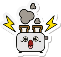 sticker of a cute cartoon of a toaster png