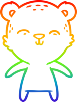 rainbow gradient line drawing of a happy cartoon bear png