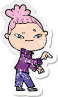 distressed sticker of a cartoon woman png