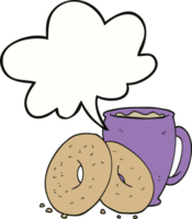 desenho animado café e rosquinhas com discurso bolha png