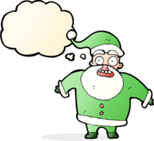 tekenfilm geschokt de kerstman claus met gedachte bubbel png