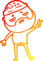 warm gradient line drawing of a cartoon worried man with beard png