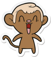 sticker of a cartoon laughing monkey png