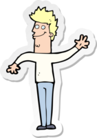 sticker of a cartoon happy waving man png