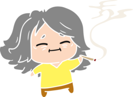 hand drawn cartoon of cute kawaii old woman png