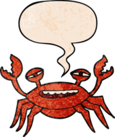 cartoon crab with speech bubble in retro texture style png