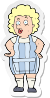 sticker of a cartoon woman in kitchen apron png